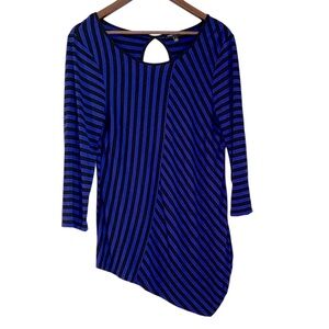 Cable & Gauge Striped Blue and Black Asymmetrical Top in Size M